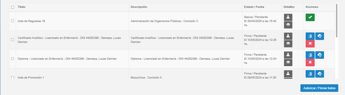lista de documentos sin filtros
