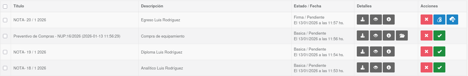 lista de documentos sin filtros