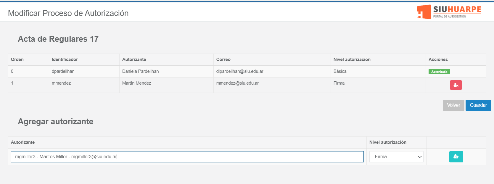 Modificar Atorización