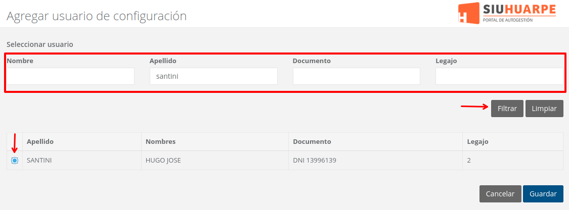 Agregar usuarios de configuración
