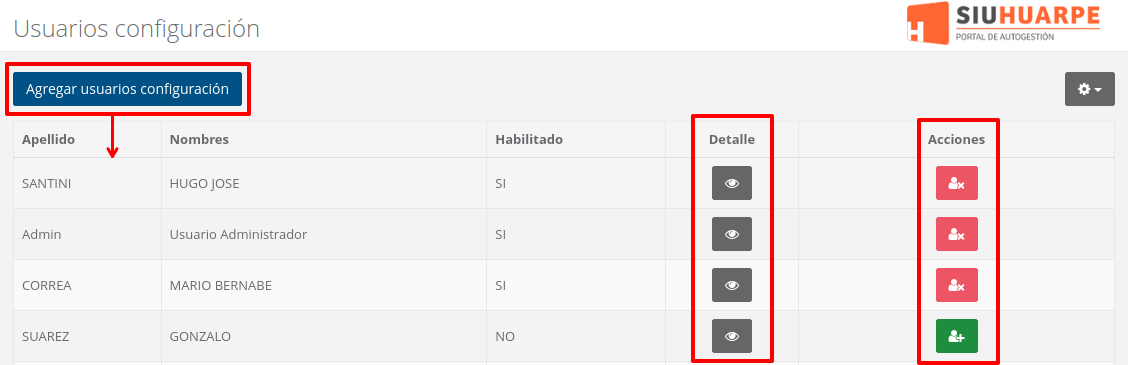 Usuarios de Configuración
